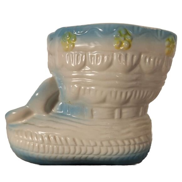 Vintage Relpo Baby Bootie Planter Vase Trinket Decor Porcelain White Multi T820 - Picture 8 of 12